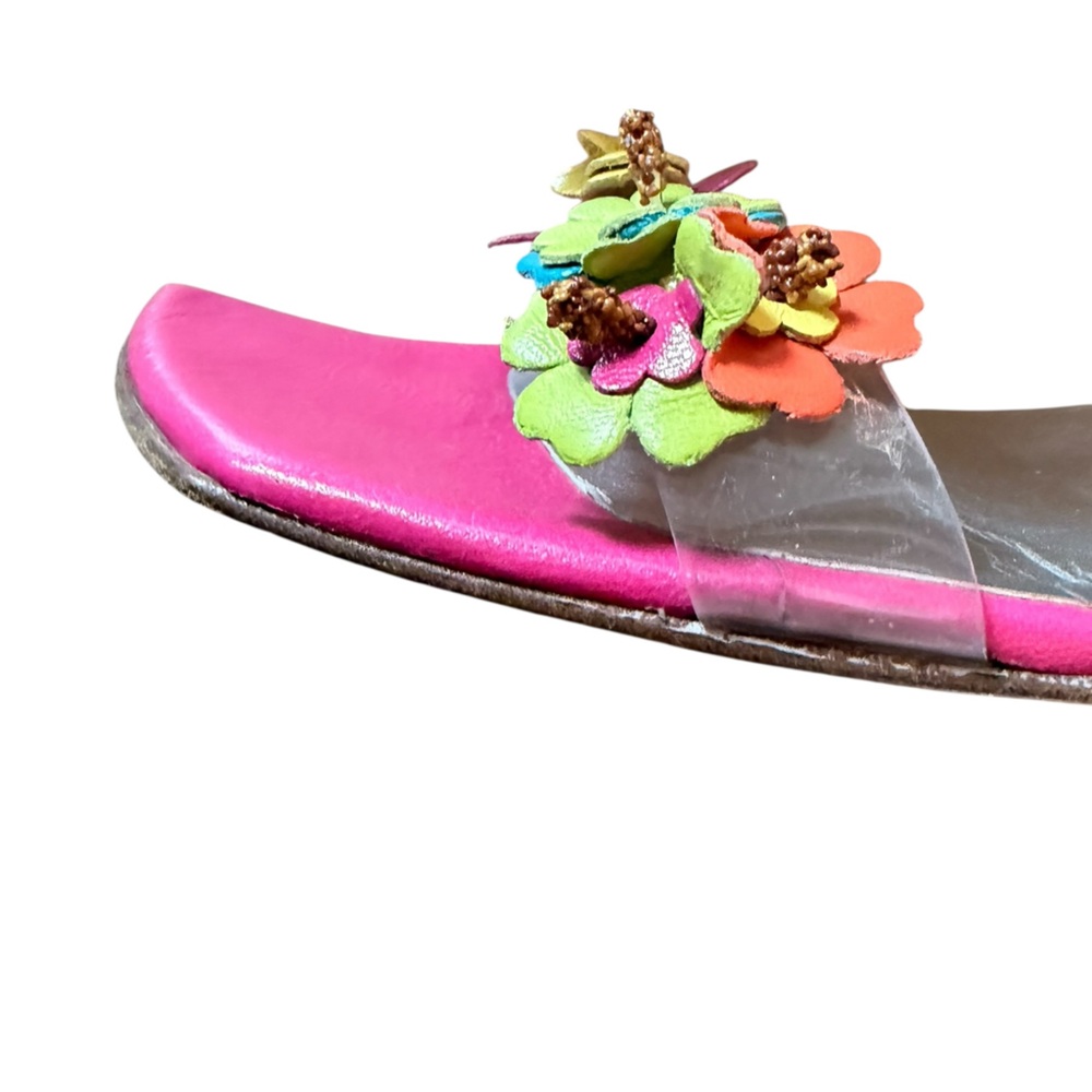 Stuart Weitzman Low Heel Tinkerbelle Pink Floral sandals in Size 7.5 - Picture 5 of 15